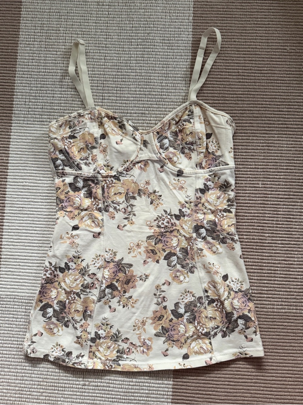 Iconic Aritzia Bustier Cami - Cream Floral